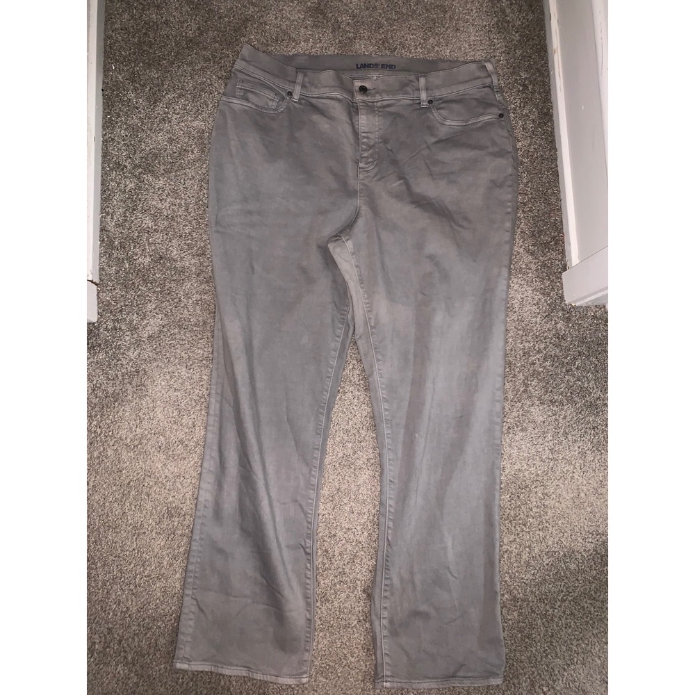 Lands End Womens Gray High Rise Straight Leg Jeans Size 20W Classic Denim